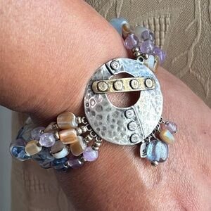 Silpada Semiprecious & MOP Bracelet with Two tone Clasp